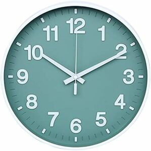 掛け時計 静音 北欧 おしゃれ 立体数字 直径30cm 連続秒針 クオーツ 壁掛け時計 (グリーン
