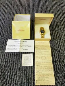 美品　TRUSSARDI トラサルディ QZ TRD-2832 デイト ラウンド 青文字盤 メンズ腕時計 【関B】