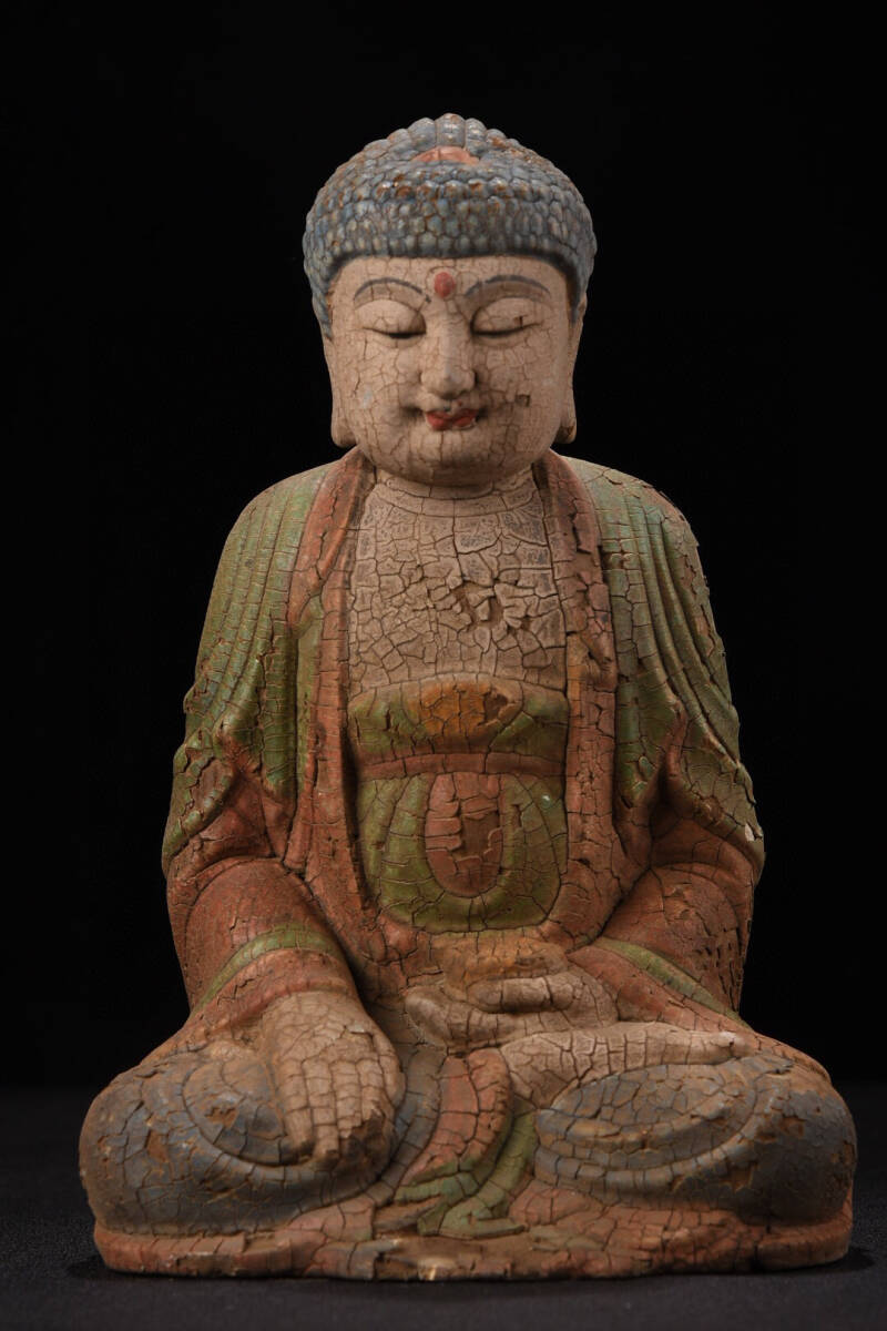 『清・仏教古美術・木材細密彫・大日如來像』極細工 置物古賞物 中国古玩 中国古美術