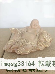 最新作 七福神 布袋様 置物 布袋尊 総檜材 木彫仏像 仏教美術 精密細工 仏師で仕上げ品