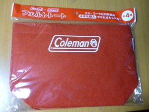 赤　　非売品　　コカ・コーラ　　Coleman フェルトトート　　コカコーラ　トートバッグ