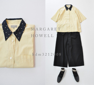 MARGARET HOWELL マーガレットハウエル LIGHT COTTON POPLIN ドット襟 ボクシーシャツ #30