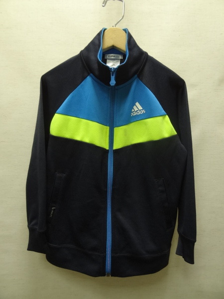 全国送料無料 アディダス adidas 子供服キッズ男&女の子 サッカー等スポーツ 紺色 胸切り替え ジャージ トップス 130