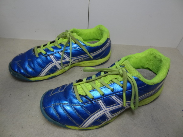 全国送料無料 アシックス ASICS DS LIGHT 子供靴 キッズ 男&女の子青色エナメル素材サッカートレーニングシューズ スニーカー 21cm