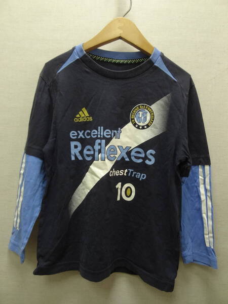 全国送料無料 アディダス adidas 子供服キッズ 男&女の子 サッカー等 綿100%素材長袖スポーツTシャツ ロンティ ロンT 140