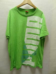 全国送料無料 プーマ PUMA メンズ 綿100％ 素材 緑色 縦 BIG ロゴ プリント 半袖Tシャツ Lサイズ
