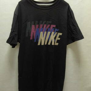 全国送料無料 ナイキ NIKE メンズ 綿100% 素材 4色ロゴプリント 半袖 黒Tシャツ Mサイズ