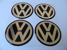 エンブレム 丸 86mm VW Volkswagen フォルクスワーゲン ブラック 黒 クラシック ロゴ ホイールキャップ 4枚 セット キット ヴィンテージ_画像3