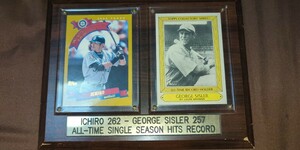 中古 額縁 ICHIRO262-GEORGE SISLER 257 ALL-TIME SINGLE SEASON HITS RECORD イチロー 野球 カード。