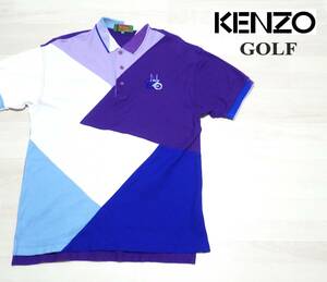 ☆KENZO GOLF　☆ケンゾー　☆日本製　☆ゴルフウエア　☆半袖ポロシャツ　☆紫色　☆メンズ　☆サイズ3　☆M～Lサイズ相当