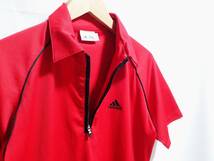 ☆adidas GOLF　☆アディダス　☆ゴルフウエア　☆ハーフジップ　☆YKKファスナー　☆ラグラン袖　☆半袖ポロシャツ　☆レッド　☆S_画像6