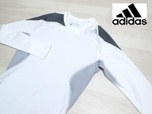 ☆adidas　☆アディダス　☆トレーニングウエア　☆インナーウエア　☆ラグラン袖　☆プルオーバー　☆伸縮性あり　☆ホワイト　☆L