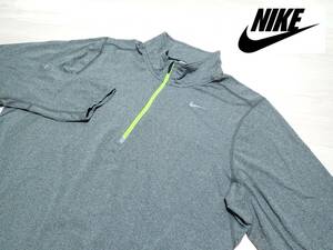 ☆NIKE　☆ナイキ　☆スポーツウエア　☆ランニング　☆ハーフジップ　☆YKKファスナー　☆モックネックプルオーバー　☆グレー　☆M