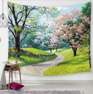  tapestry B79 Sakura spring picnic park large nature ornament green wall art tree . season cloth poster wall art decoration 