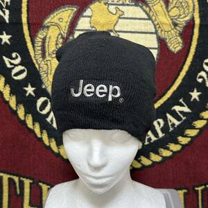 ☆人気商品☆ 沖縄 米軍放出品 JEEP CAP AMERICA BEANIE ニット帽 ビーニー オシャレ ファッション ブラック フリーサイズ (管理番号UV69)