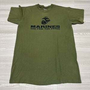 ☆人気商品☆ 沖縄 米軍実物 海兵隊 USMC MARINE DUKE ミリタリー 半袖 Tシャツ オシャレ ファッション 古着 ビンテージ OD (管理番号C122)