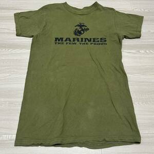 沖縄 米軍放出品 USMC MARINE ミリタリー Tシャツ オシャレ ファッション 古着 ビンテージ OD (管理番号C125)