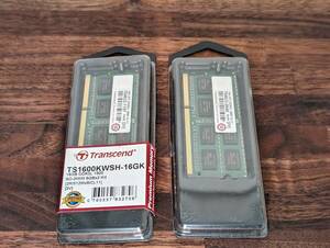 【ジャンク品】Transcend ノートPC用メモリ 16GB Kit(8GBx2) DDR3 1600 CL11 SO-DIMM TS1600KWSH-16GK