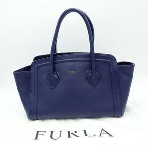 FURLA フルラ カレッジ トートバッグ ハンドバッグ F6502 ネイビー レディース レザー