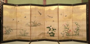 [ copy ] flowers and birds map ., Hagi, autumn .... Kiyoshi . confidence folding screen ( middle size )6 bending 1.#243161