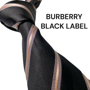 667.美品　BURBERRY BLACK LABEL バーバリーブラックレーベル　ネクタイ　ストライプ　肉厚