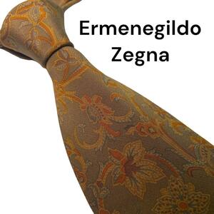 714 Ermenegildo Zegna エルメネジルド　ゼニア　ネクタイ　ボタニカル　厚め　イエロー