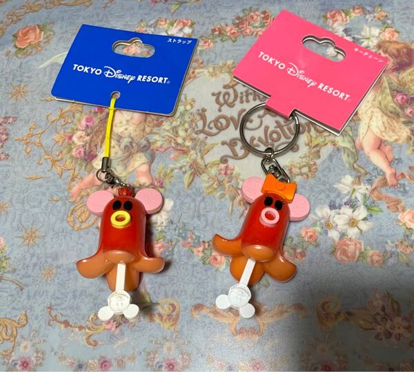 今月末まで ディズニーランド パークフード ミッキー ミニー キーホルダー 希少