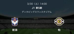 アルビレックス新潟ー柏レイソル　3/30 W2指定席　2枚