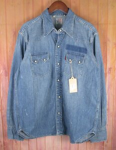 AS8264 Levi's リーバイス LVC 1955 Sawtooth Denim Shirt XXDENIM 07205-0030 デニム ウエスタンシャツ USED加工 L 美品