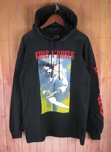 LAT8124 90s Guns N' Roses ガンズ・アンド・ローゼズ 長袖Tシャツ パーカー BROCKUM ブロッカム USA製 ロックT ブラック L