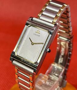 稼動品 ★CREDOR★ セイコー SEIKO 【良品】 クレドール ref. 8420-6980 クォーツ 腕時計 レディース シルバー ホワイト／ゴールド文字盤