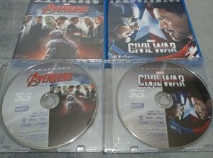 3D Blu-ray 2枚セット アベンジャーズ ウルトロン シビルウォー キャプテンアメリカ ディスクのみ 国内正規品マーベル