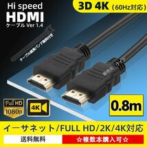 HDMIケーブル 0.8m タイプAオス HD 4K 60Hz対応_画像1