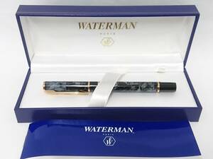 【美品】WATERMAN ウォーターマン×MAZDA マツダ ボールペン/全長約13cm/ブラックマーブル×ゴールドカラー/筆記用具/文房具/04OM031602