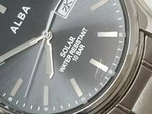 【美品】SEIKO セイコー ALBA アルバ V158-0AX0 デイデイト ソーラー電波腕時計/作動中/3針/リストウォッチ/ブラック文字盤/02SH032704_画像4