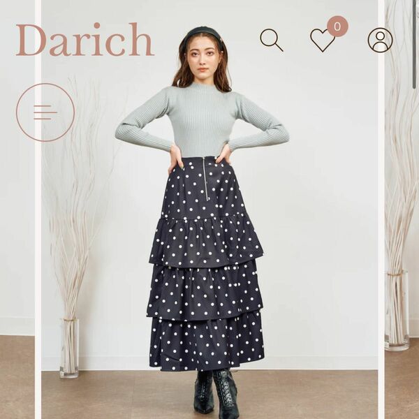 フリルドットロングスカート ブラック darich