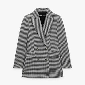 ザラ ZARA HOUNDSTOOTH DOUBLE-BREASTED BLAZER 千鳥格子 レディース S