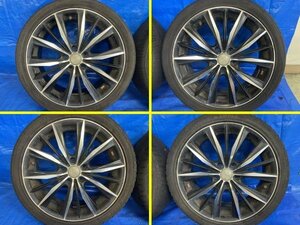 社外タイヤホイール4本セット レニオス ウェッズ 18x7.0J +53 5穴 PCD114.3 ハブ径73ｍｍ 225/40R18 6分山2本 要交換2本 コンテナ 440230