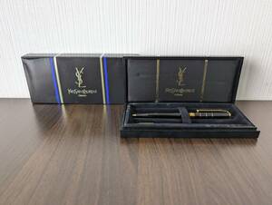 [美品/筆記未確認] YSL YvesSaintLaurent イヴ・サンローラン ボールペン 黒×ゴールドカラー ケース付き 百貨店(高島屋)購入品 同梱可