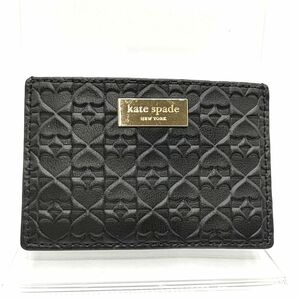 【美品】Kate spade　ケイトスペード　カードケース　名刺入れ　パスケース　黒　レザー　スペード　W11　H7.3