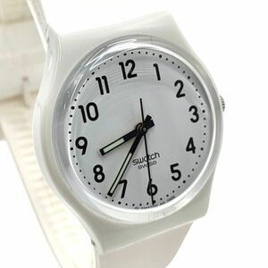 【電池切れ】SWATCH　スウォッチ 　クォーツ腕時計　白文字盤　ホワイト　ラバーベルト　ケース幅：3.3　
