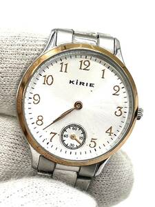 【電池切れ】KIRIE　VD78-KM40　ラウンドフェイス　シルバー文字盤　クォーツ腕時計　レディース　スモセコ