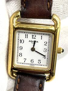 【電池切れ】AGATHA アガタ　レディース　クォーツ腕時計　白文字盤　スクエア　ケース幅：2.1　
