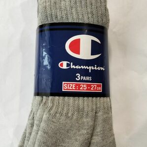 チャンピオン 靴下 3足セット 25~27cm Champion ソックス グレー メンズソックス 紳士 男性 灰色 