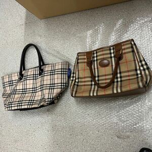 A3/【中古品】BURBERRY バーバリー バッグ2点まとめ ノバチェック ハンドバッグ トートバッグ チェック柄 ブルーレーベル キャンバス