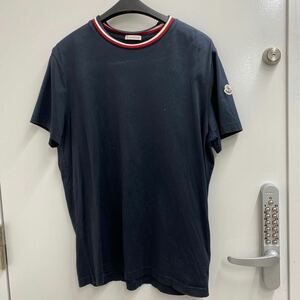 A3055【中古品】MONCLER Tシャツ モンクレール 半袖Tシャツ ロゴ ネイビーMAGLIA T-SHIRTS Ｌブラック ファッション メンズ MENS