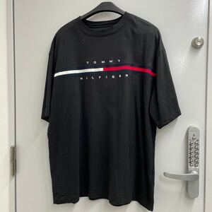 A3/【中古品】TOMMY HILFIGER トミーヒルフィガー Tシャツ 半袖 ロゴ ブラック オーバーサイズ L/G XL メンズファッション トミー カラー