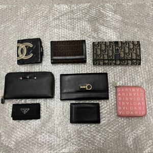 A3109/【中古品】ブランド品 小物 まとめ8点 PRADA CHANEL BVLGARI FENDI FERRAGAMO キーケース 財布 トロッター カンボン ガンチーニ ロゴ