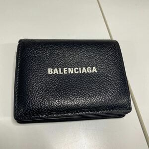 A3183【中古品】/BALENCIAGA バレンシアガ レザー ブラック 黒 ミニウォレット コンパクト 財布 二つ折り財布　655687 ファッション　