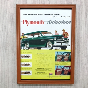 ■即決◆1950年(昭和25年) PLYMOUTH プリムス サバーバン / プリマス【B4-2085】アメリカ ビンテージ雑誌広告【B4額装品】当時物 ★同梱可